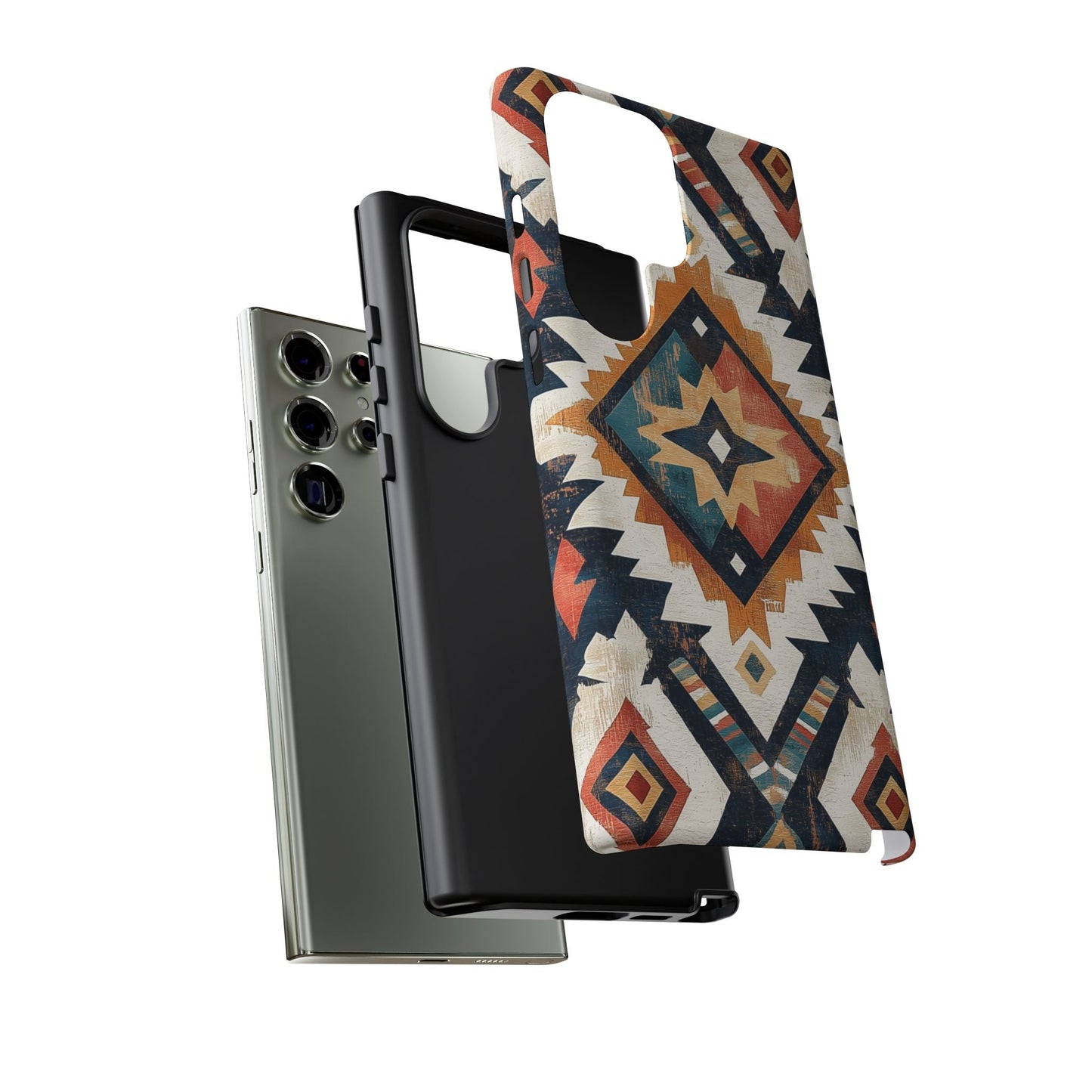 Vintage Southwestern Diamond Tough Samsung Galaxy Case – Rustic Tribal Design, Dual - Layer Protection - BOGO Cases