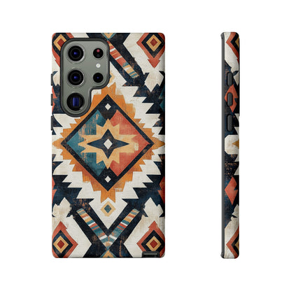 Vintage Southwestern Diamond Tough Samsung Galaxy Case – Rustic Tribal Design, Dual - Layer Protection - BOGO Cases