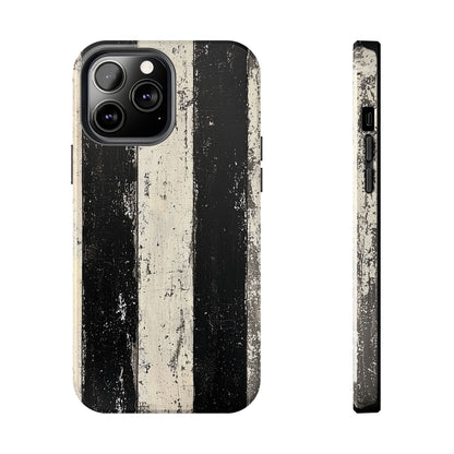 Vintage Vertical Stripe iPhone Case - Black & White Grunge Design - BOGO Cases