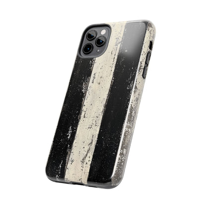 Vintage Vertical Stripe iPhone Case - Black & White Grunge Design - BOGO Cases