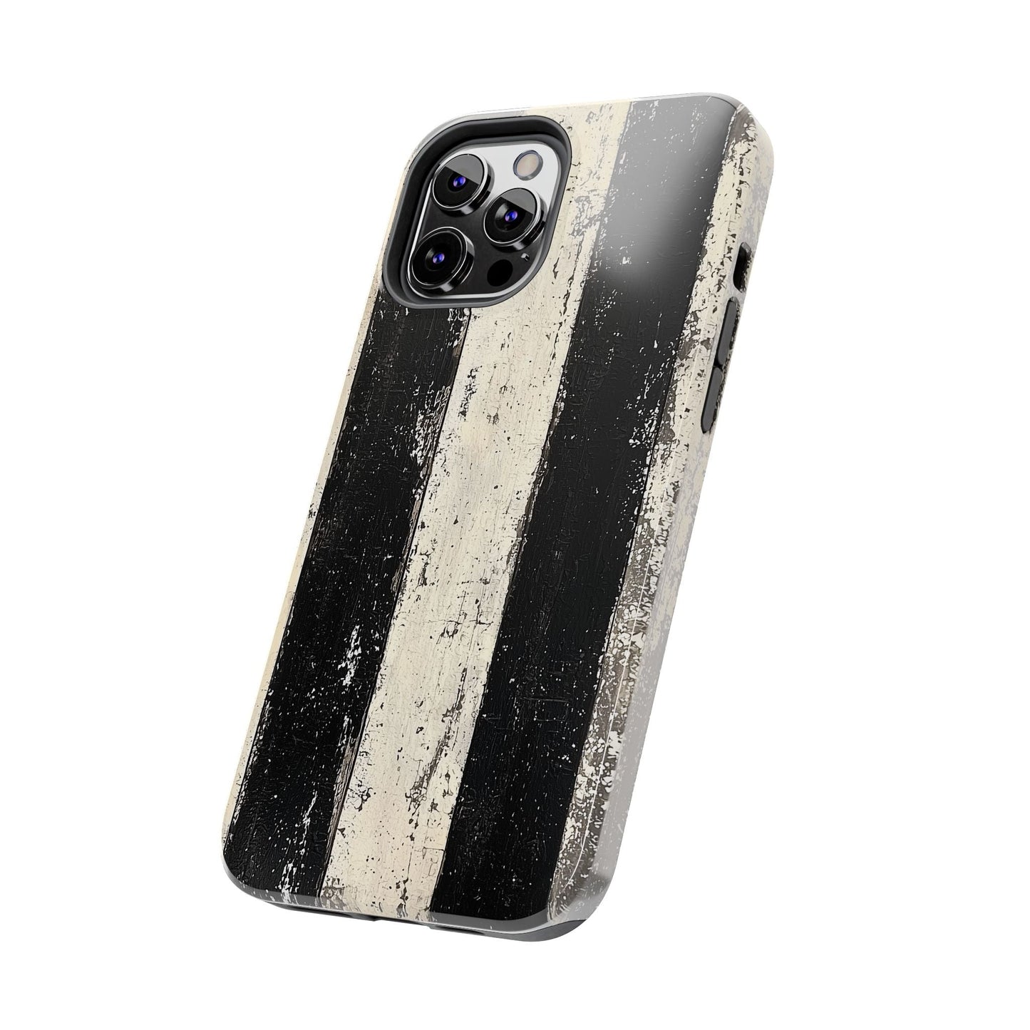 Vintage Vertical Stripe iPhone Case - Black & White Grunge Design - BOGO Cases