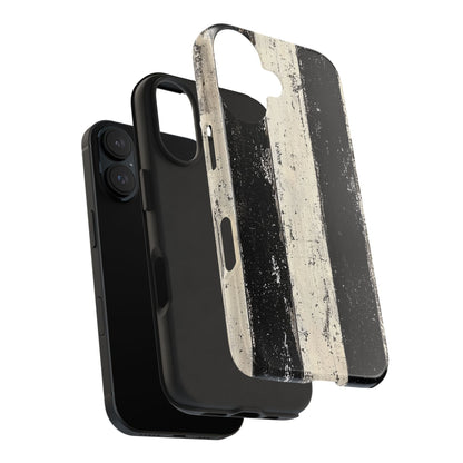 Vintage Vertical Stripe iPhone Case - Black & White Grunge Design - BOGO Cases