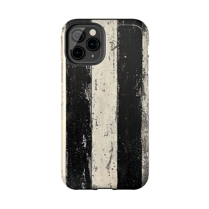 Vintage Vertical Stripe iPhone Case - Black & White Grunge Design - BOGO Cases