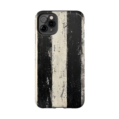 Vintage Vertical Stripe iPhone Case - Black & White Grunge Design - BOGO Cases