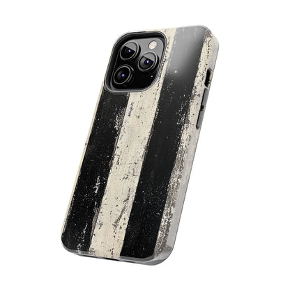 Vintage Vertical Stripe iPhone Case - Black & White Grunge Design - BOGO Cases