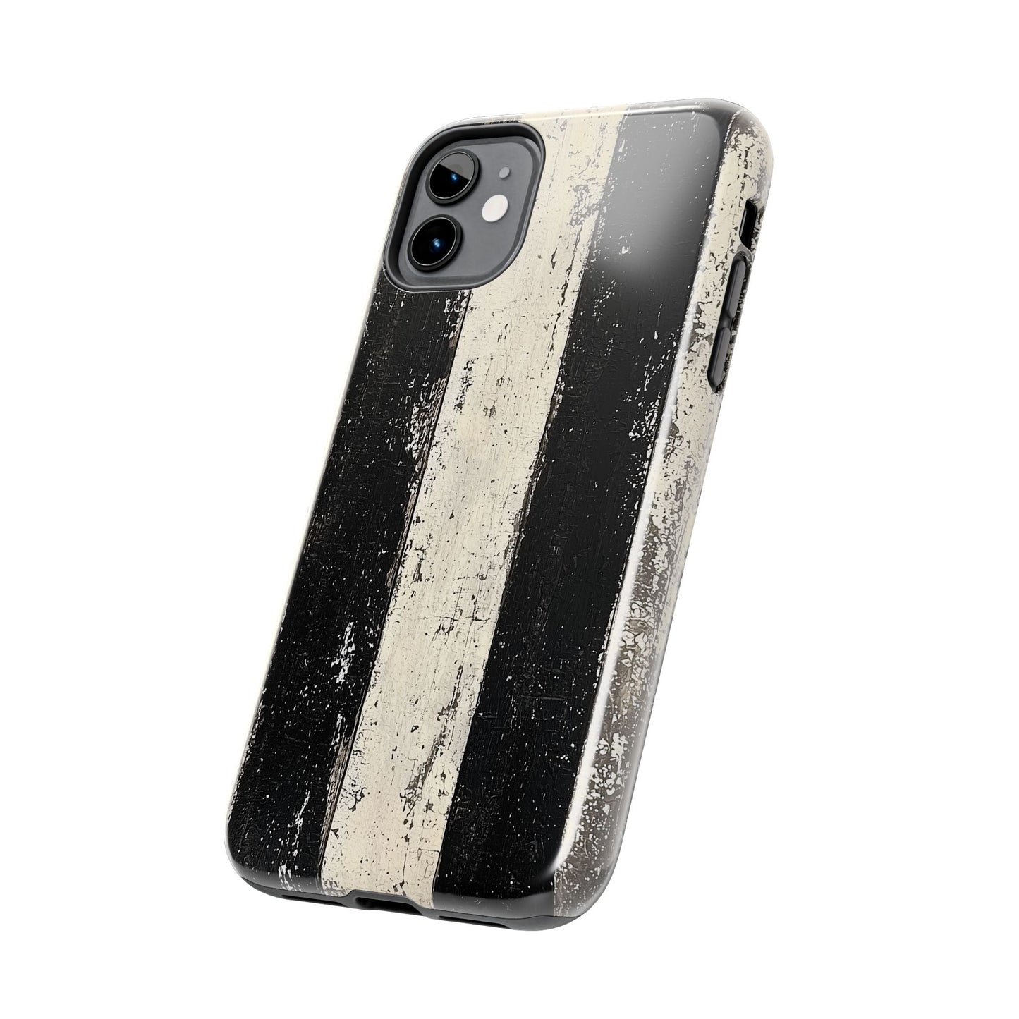 Vintage Vertical Stripe iPhone Case - Black & White Grunge Design - BOGO Cases