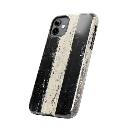 Vintage Vertical Stripe iPhone Case - Black & White Grunge Design - BOGO Cases