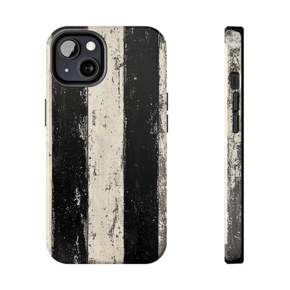 Vintage Vertical Stripe iPhone Case - Black & White Grunge Design - BOGO Cases