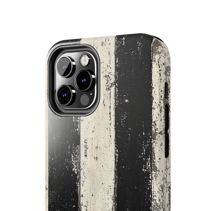 Vintage Vertical Stripe iPhone Case - Black & White Grunge Design - BOGO Cases