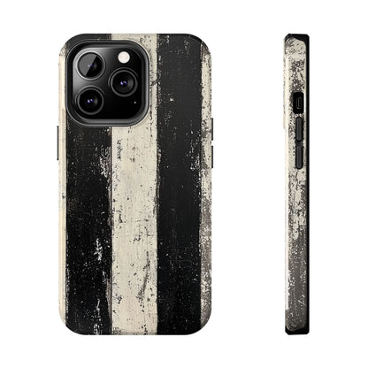 Vintage Vertical Stripe iPhone Case - Black & White Grunge Design - BOGO Cases