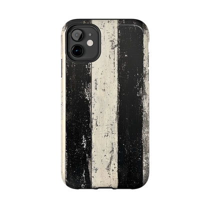 Vintage Vertical Stripe iPhone Case - Black & White Grunge Design - BOGO Cases