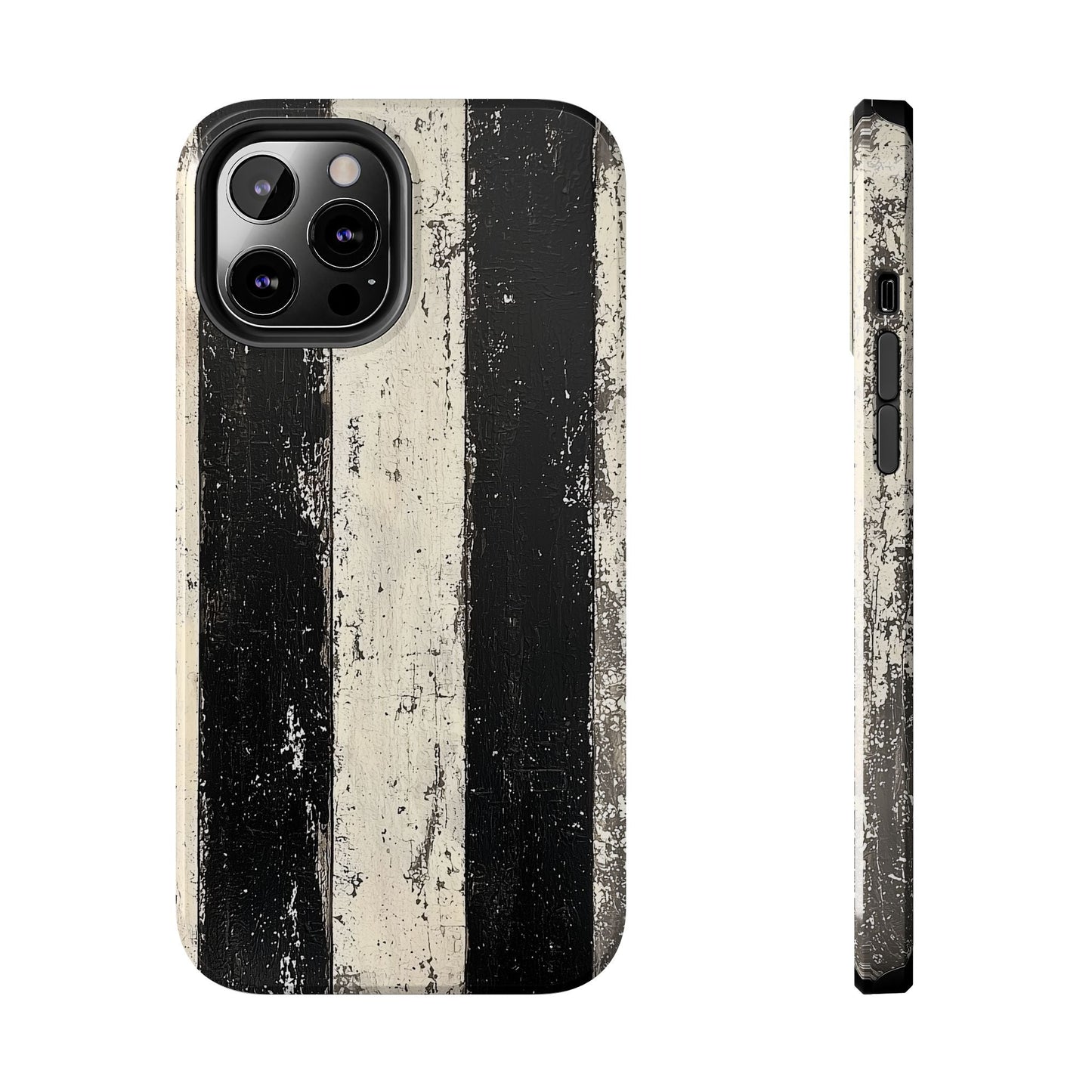 Vintage Vertical Stripe iPhone Case - Black & White Grunge Design - BOGO Cases