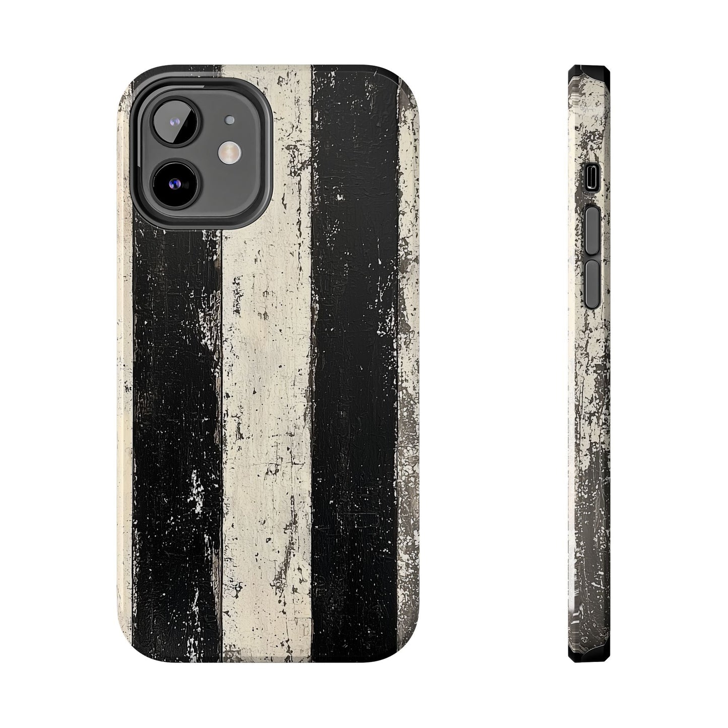 Vintage Vertical Stripe iPhone Case - Black & White Grunge Design - BOGO Cases