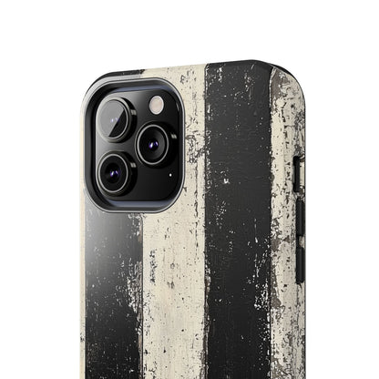 Vintage Vertical Stripe iPhone Case - Black & White Grunge Design - BOGO Cases