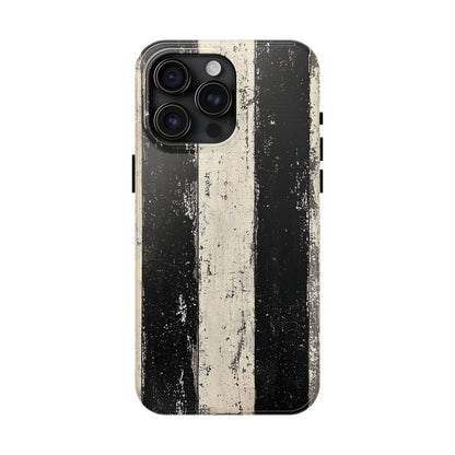 Vintage Vertical Stripe iPhone Case - Black & White Grunge Design - BOGO Cases