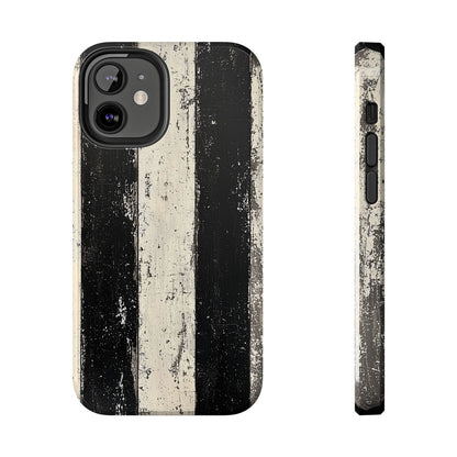 Vintage Vertical Stripe iPhone Case - Black & White Grunge Design - BOGO Cases