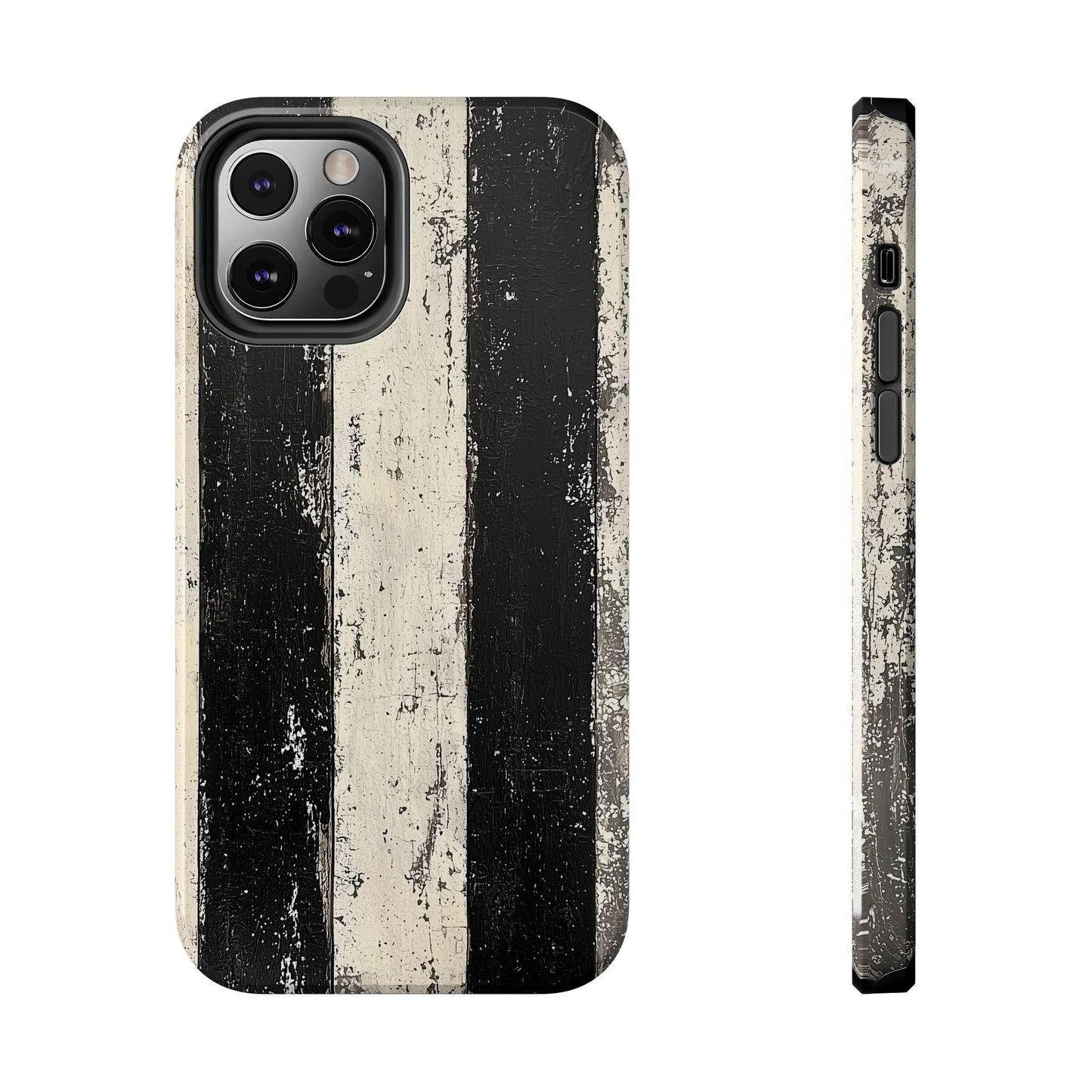 Vintage Vertical Stripe iPhone Case - Black & White Grunge Design - BOGO Cases