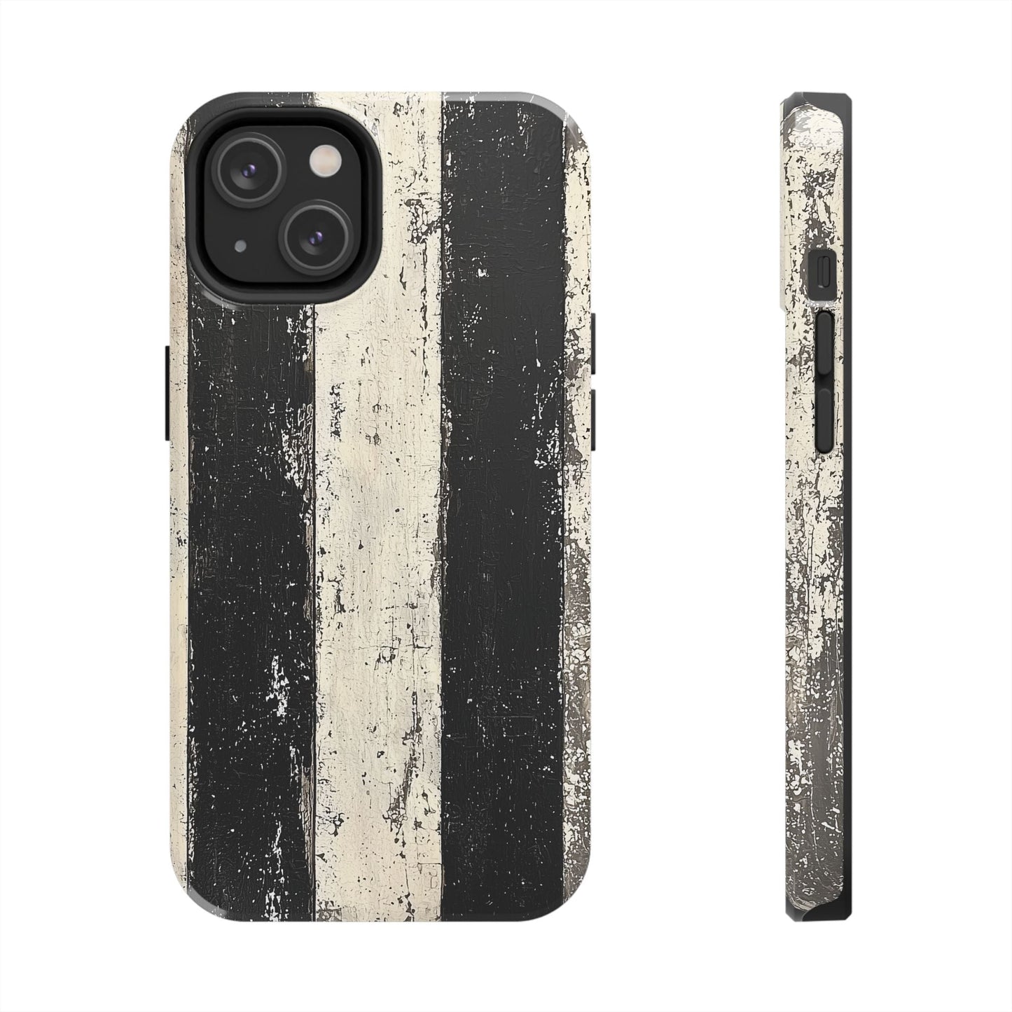 Vintage Vertical Stripe iPhone Case - Black & White Grunge Design - BOGO Cases