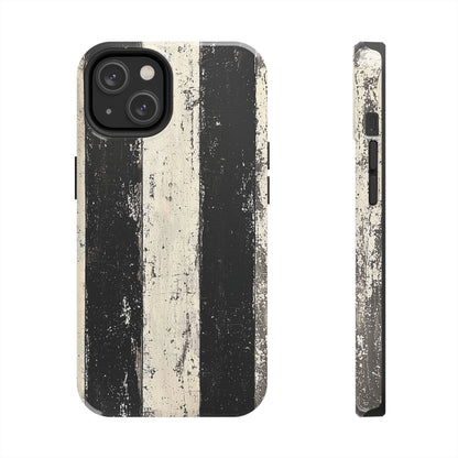 Vintage Vertical Stripe iPhone Case - Black & White Grunge Design - BOGO Cases