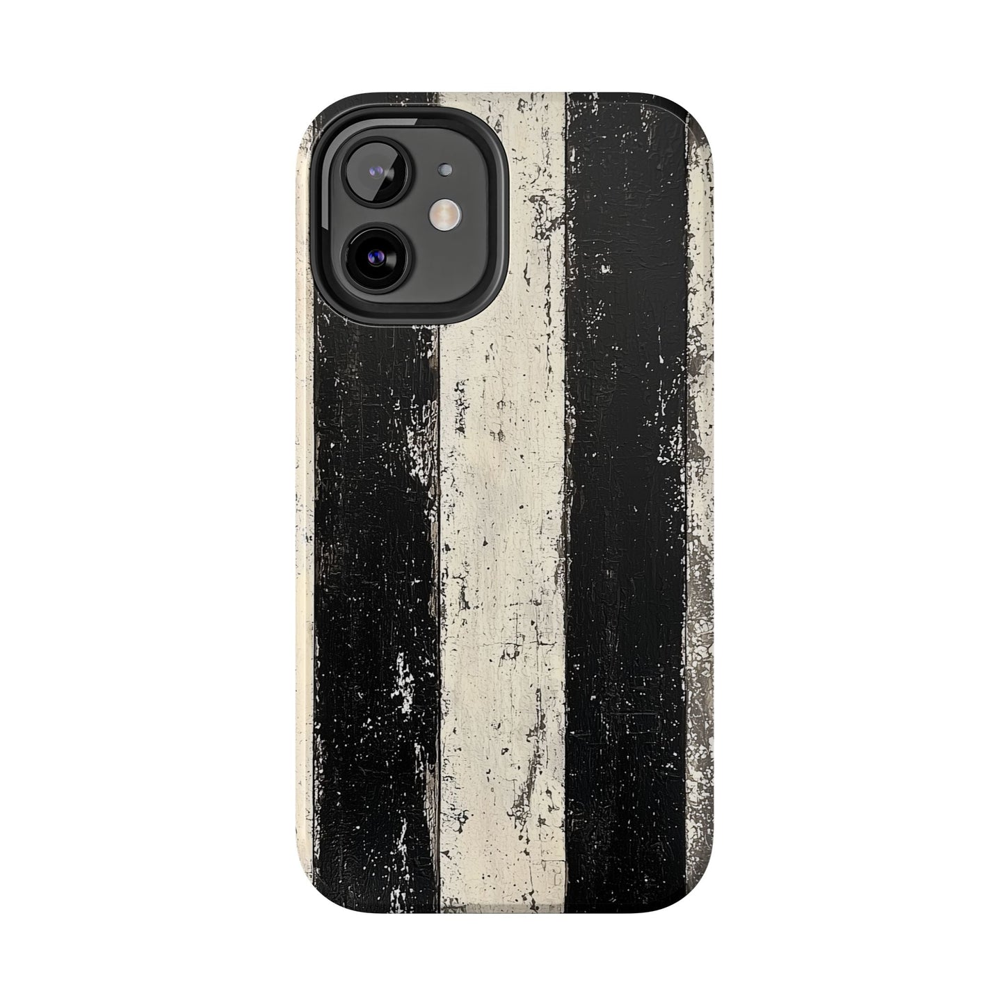 Vintage Vertical Stripe iPhone Case - Black & White Grunge Design - BOGO Cases