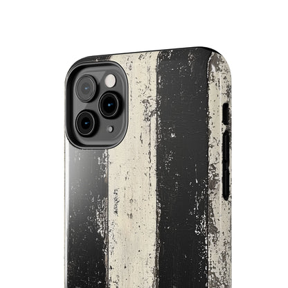 Vintage Vertical Stripe iPhone Case - Black & White Grunge Design - BOGO Cases