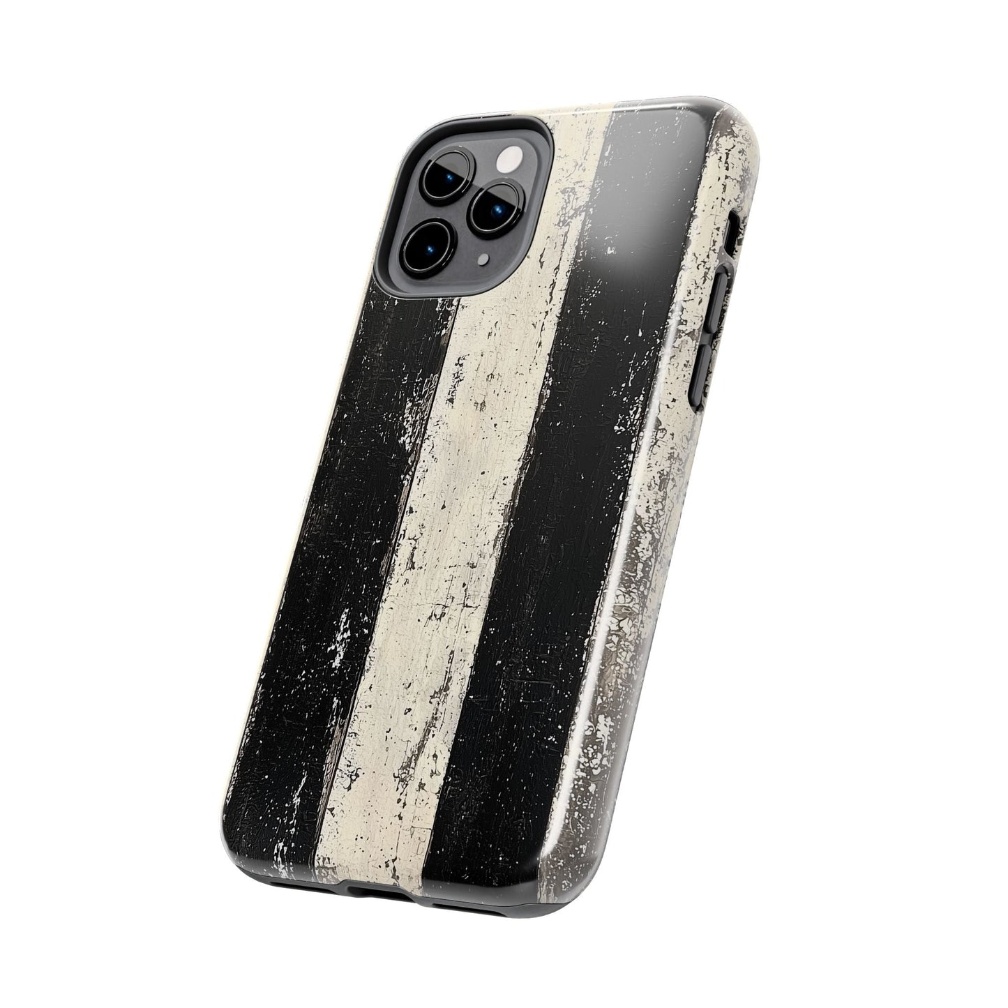 Vintage Vertical Stripe iPhone Case - Black & White Grunge Design - BOGO Cases