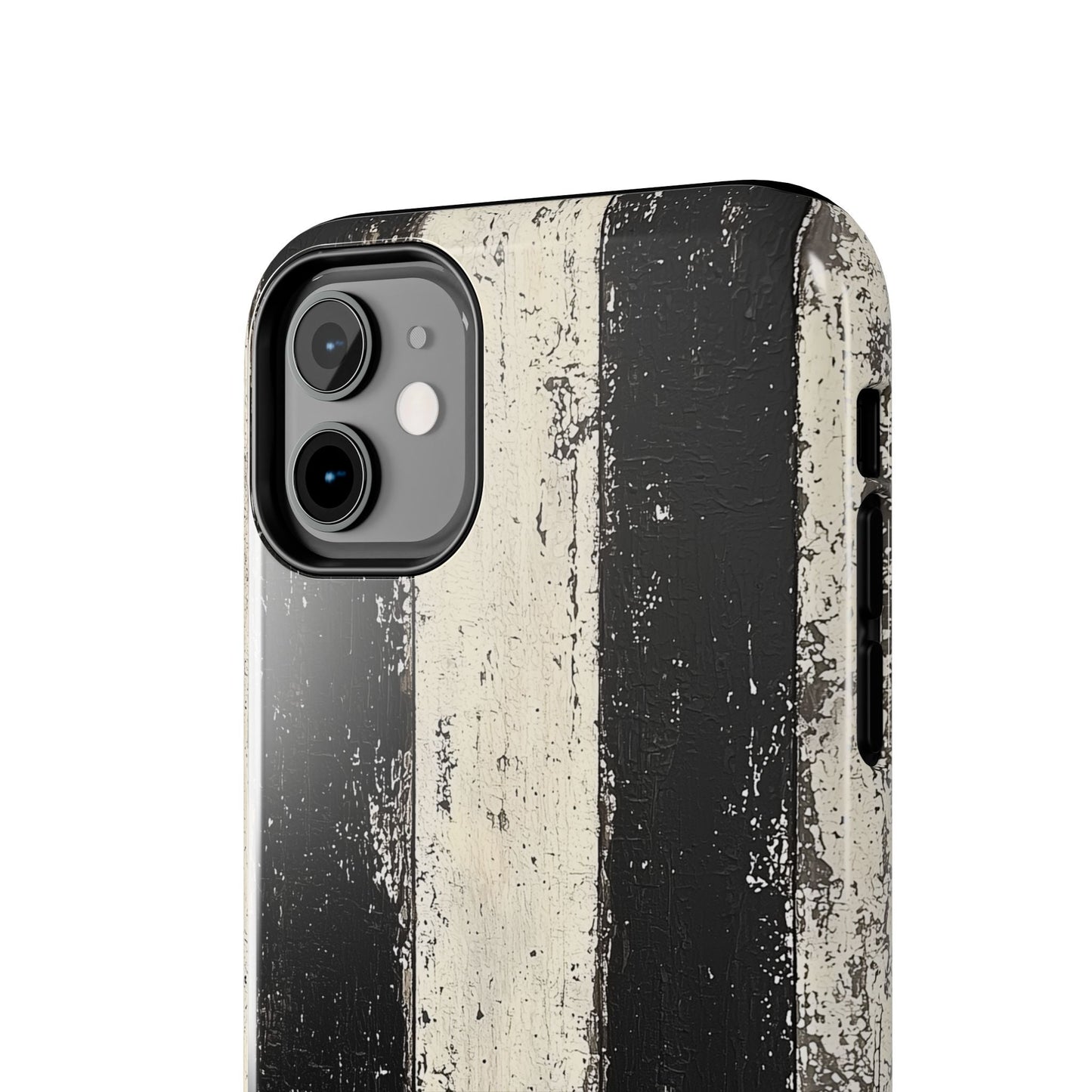 Vintage Vertical Stripe iPhone Case - Black & White Grunge Design - BOGO Cases