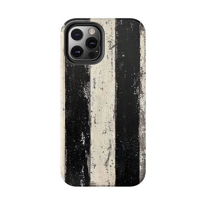 Vintage Vertical Stripe iPhone Case - Black & White Grunge Design - BOGO Cases