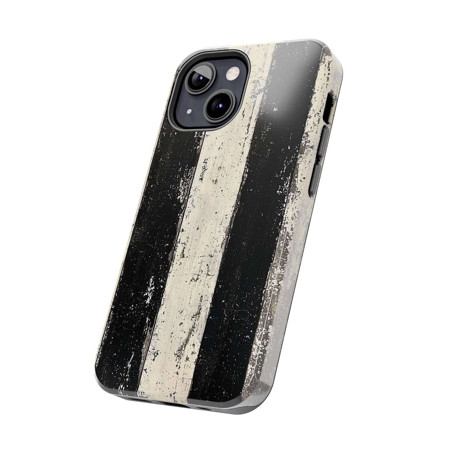 Vintage Vertical Stripe iPhone Case - Black & White Grunge Design - BOGO Cases