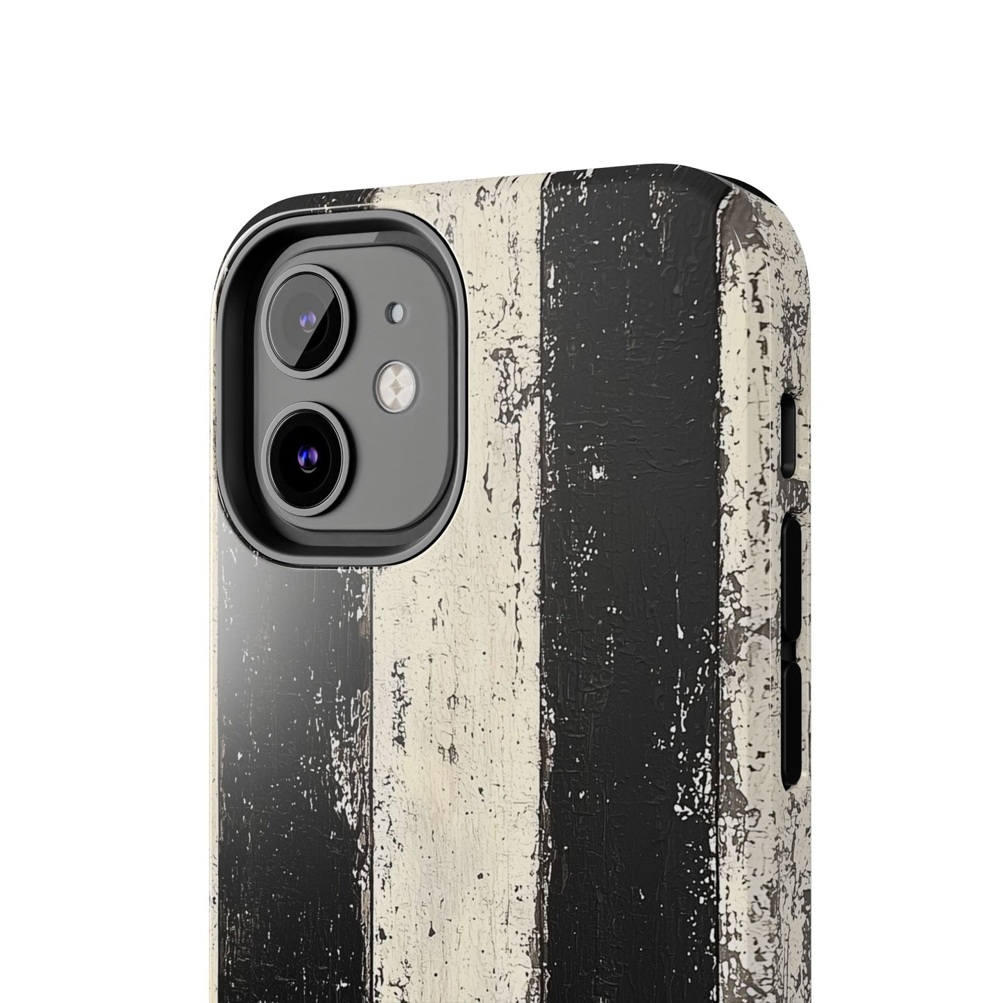 Vintage Vertical Stripe iPhone Case - Black & White Grunge Design - BOGO Cases