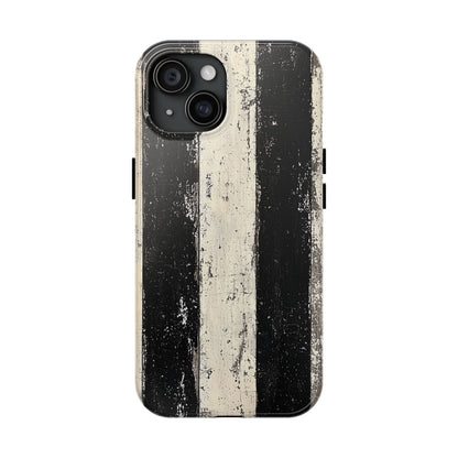 Vintage Vertical Stripe iPhone Case - Black & White Grunge Design - BOGO Cases