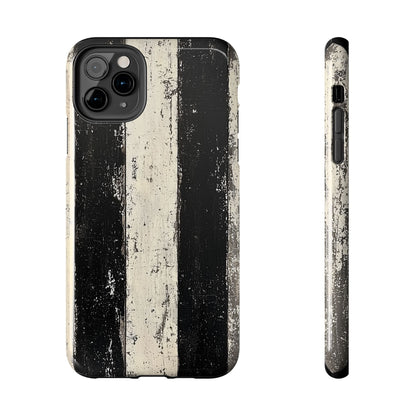 Vintage Vertical Stripe iPhone Case - Black & White Grunge Design - BOGO Cases