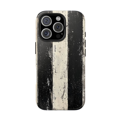 Vintage Vertical Stripe iPhone Case - Black & White Grunge Design - BOGO Cases