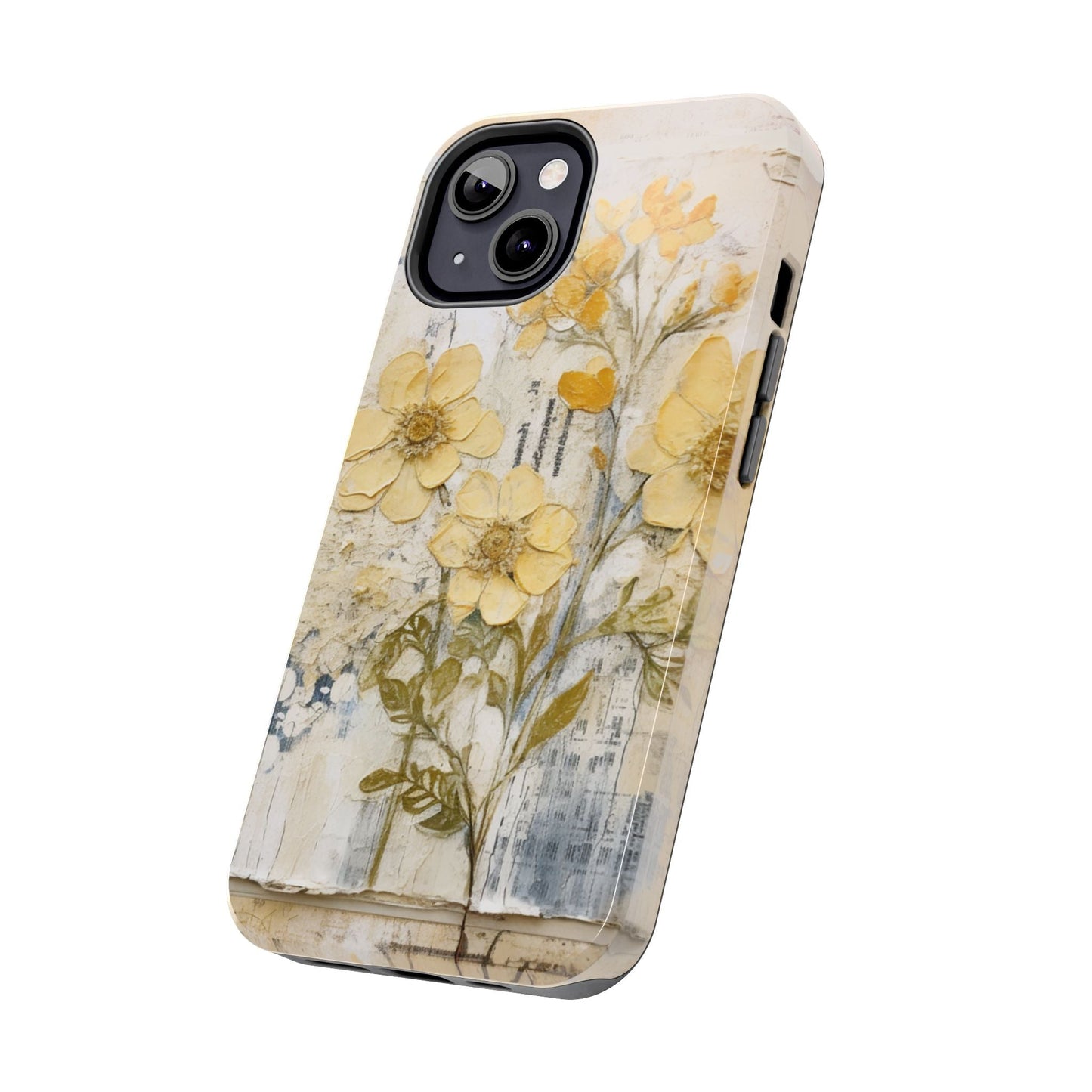 Vintage Yellow Floral Collage - iPhone Series Case, Protective & Stylish - BOGO Cases