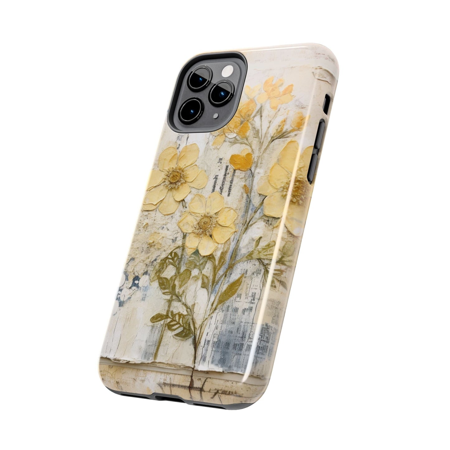 Vintage Yellow Floral Collage - iPhone Series Case, Protective & Stylish - BOGO Cases