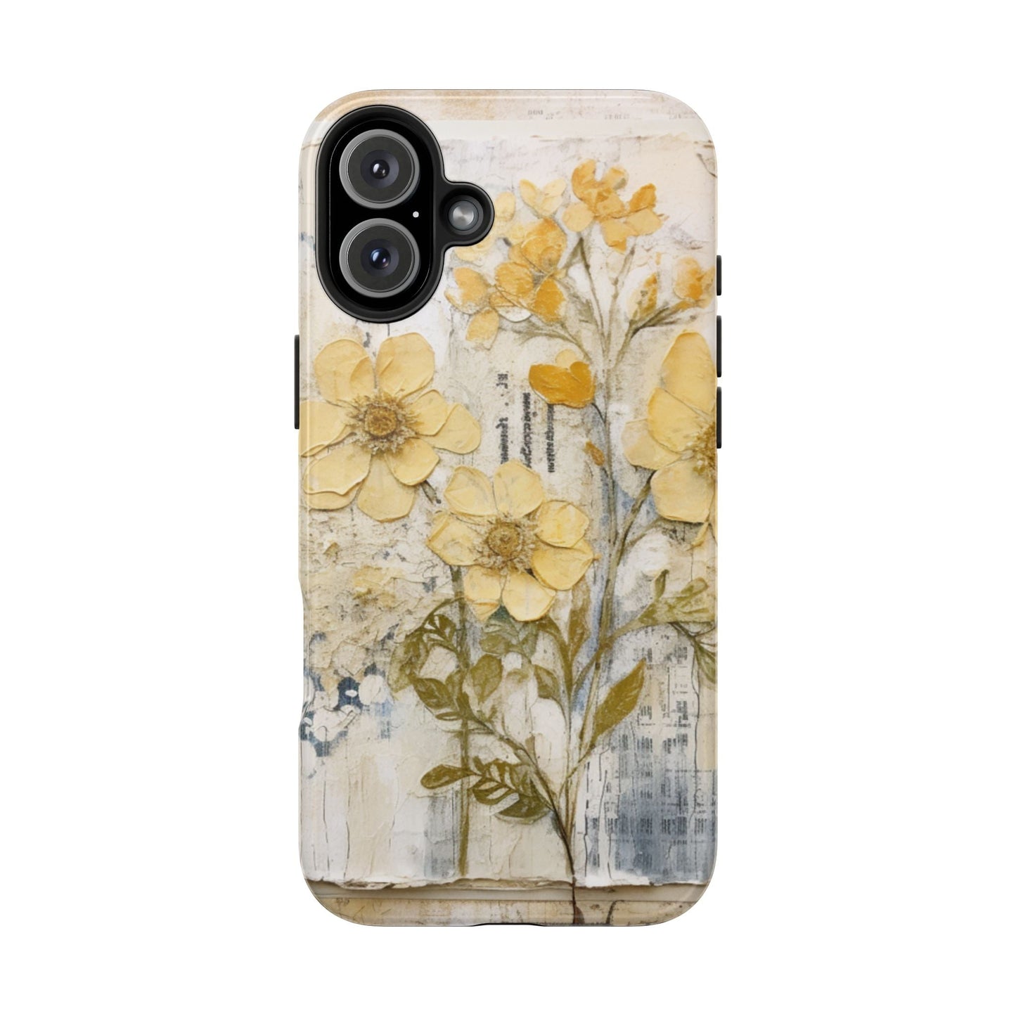 Vintage Yellow Floral Collage - iPhone Series Case, Protective & Stylish - BOGO Cases