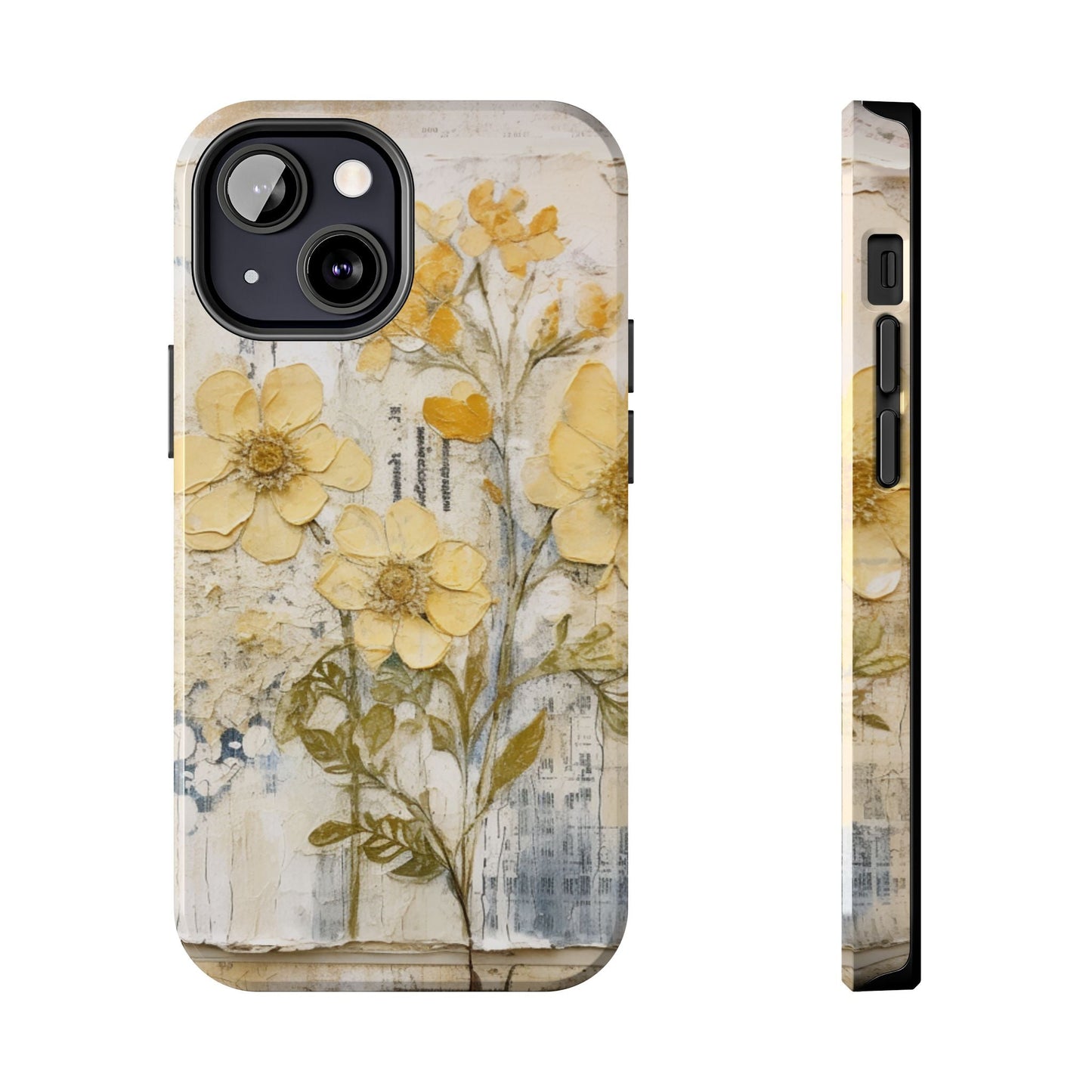 Vintage Yellow Floral Collage - iPhone Series Case, Protective & Stylish - BOGO Cases