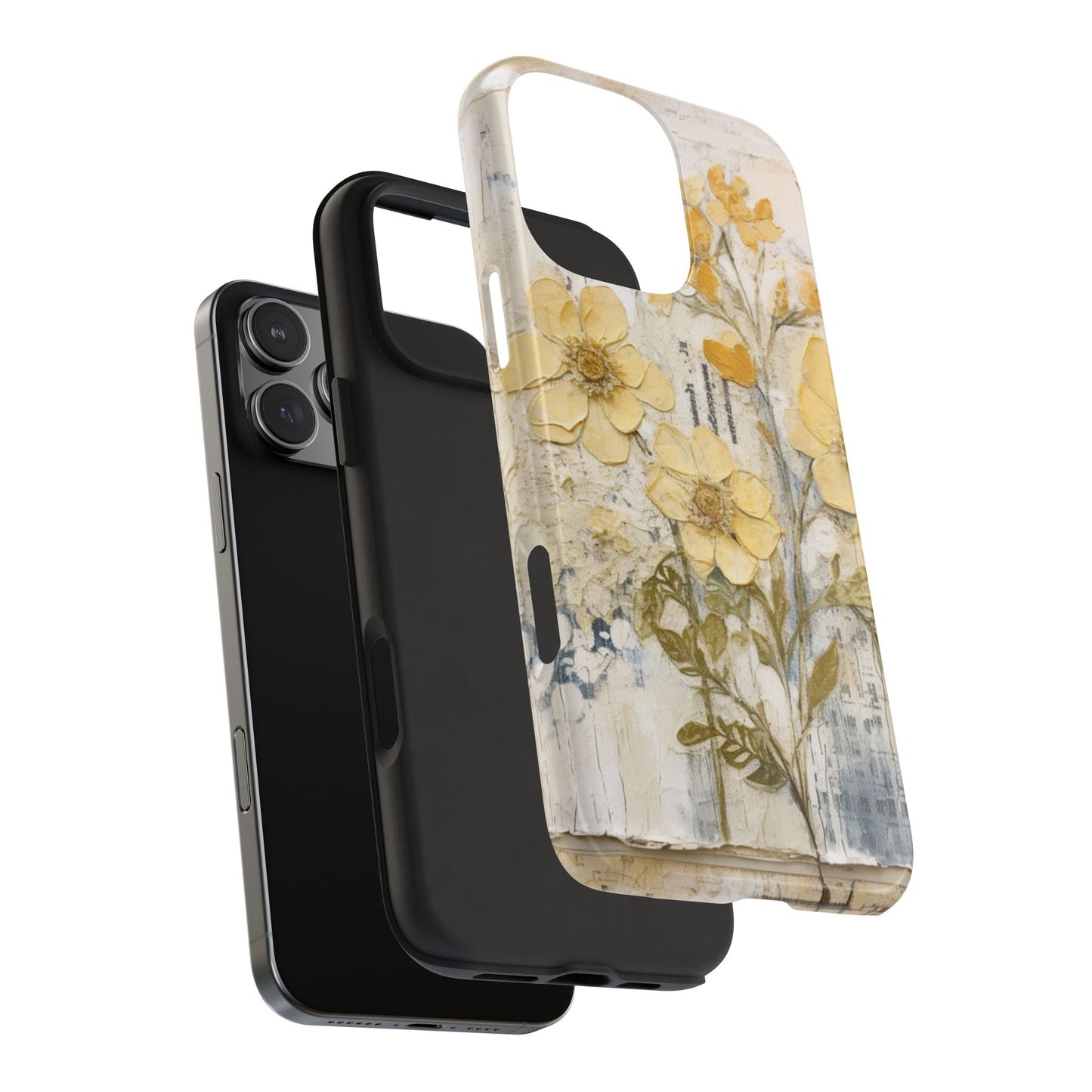 Vintage Yellow Floral Collage - iPhone Series Case, Protective & Stylish - BOGO Cases