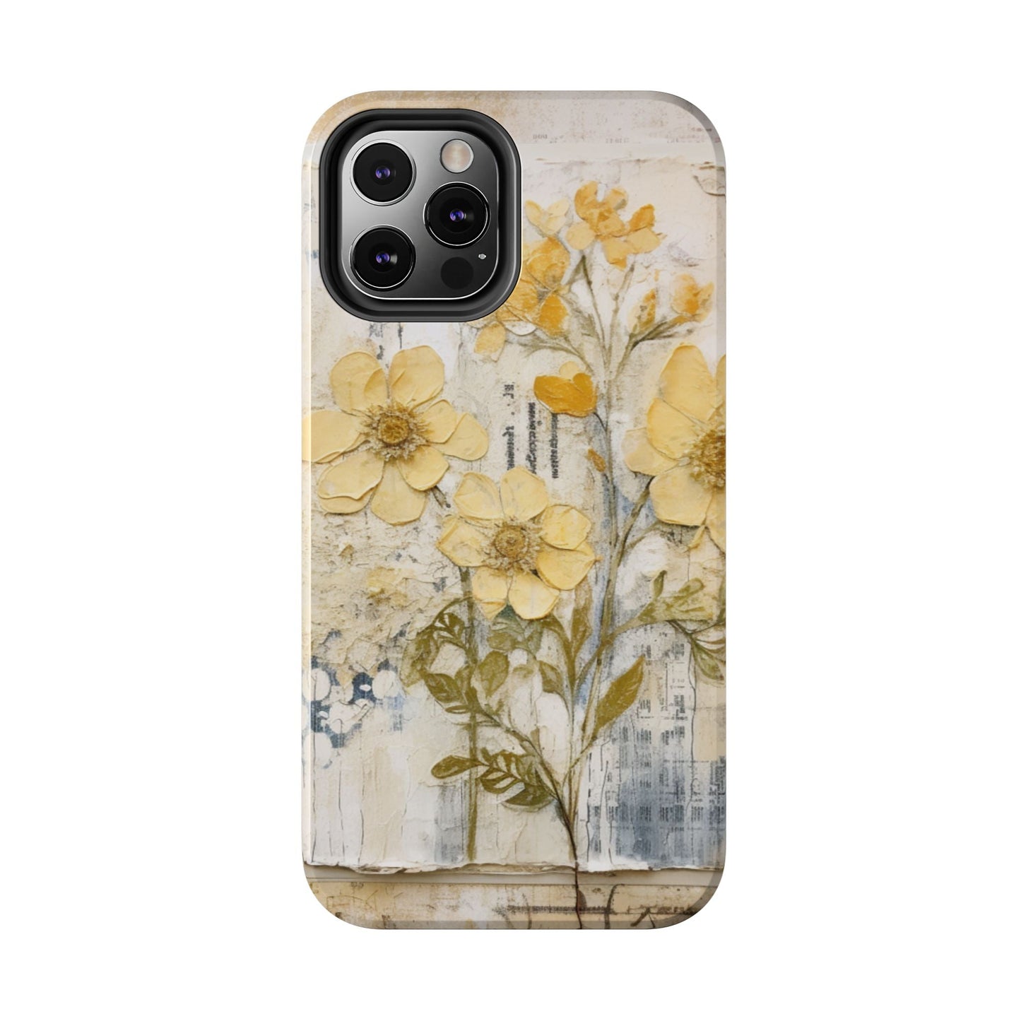 Vintage Yellow Floral Collage - iPhone Series Case, Protective & Stylish - BOGO Cases