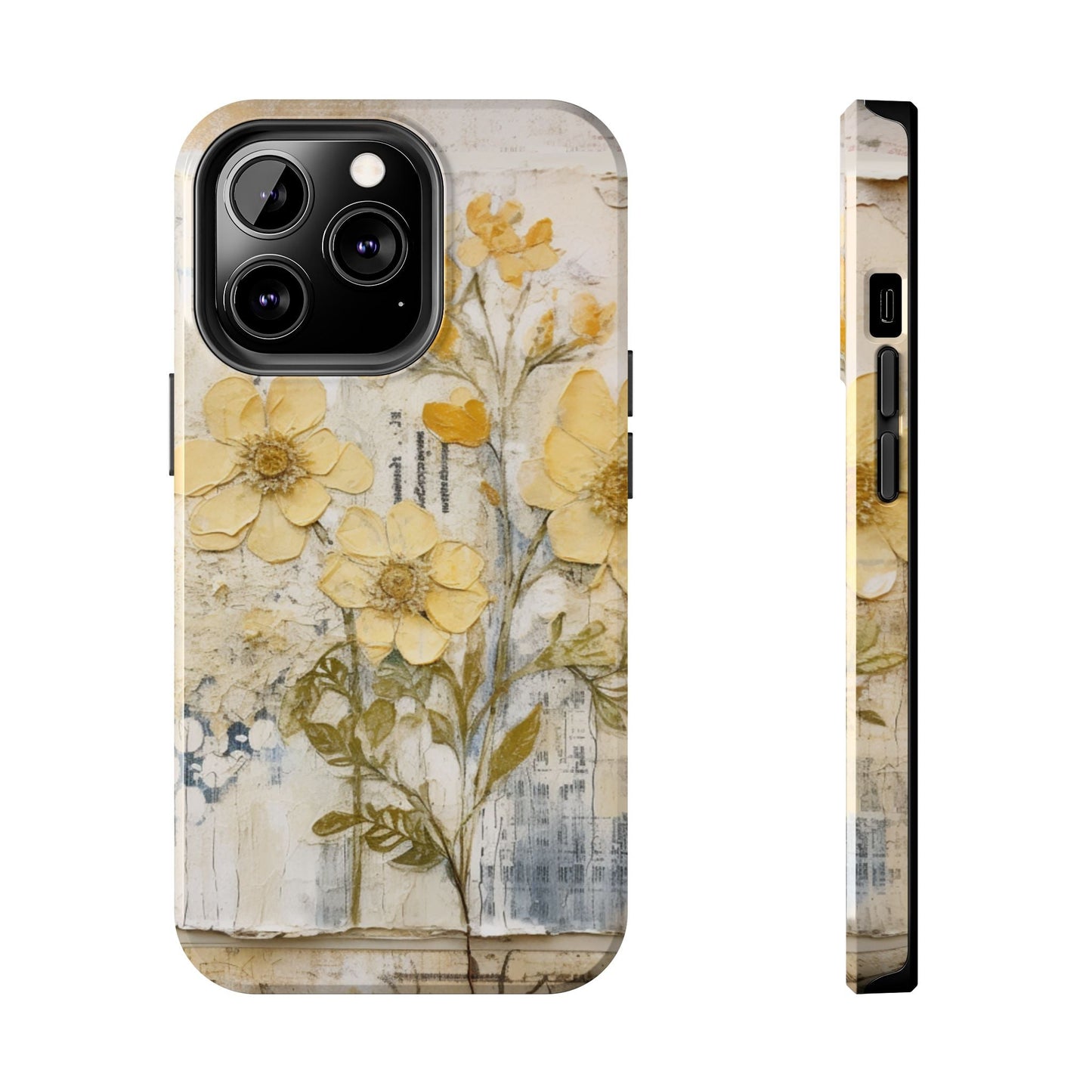 Vintage Yellow Floral Collage - iPhone Series Case, Protective & Stylish - BOGO Cases