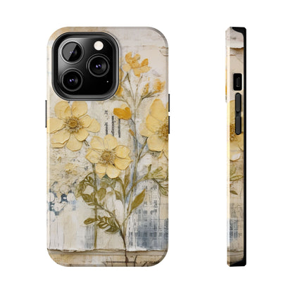 Vintage Yellow Floral Collage - iPhone Series Case, Protective & Stylish - BOGO Cases