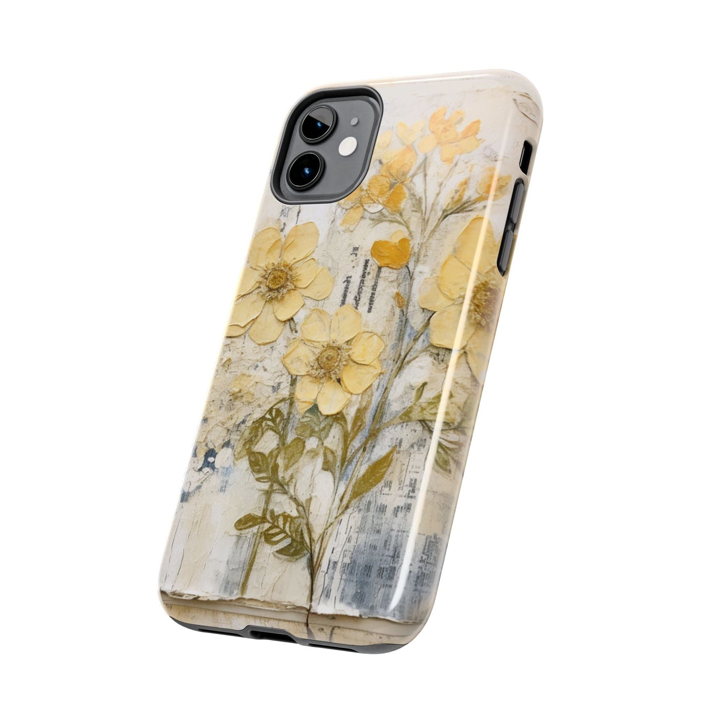 Vintage Yellow Floral Collage - iPhone Series Case, Protective & Stylish - BOGO Cases