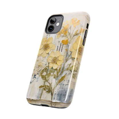 Vintage Yellow Floral Collage - iPhone Series Case, Protective & Stylish - BOGO Cases