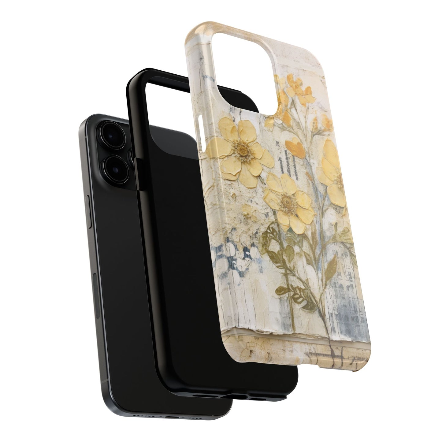 Vintage Yellow Floral Collage - iPhone Series Case, Protective & Stylish - BOGO Cases