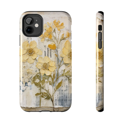 Vintage Yellow Floral Collage - iPhone Series Case, Protective & Stylish - BOGO Cases