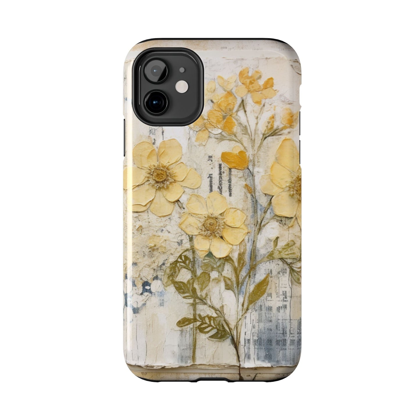 Vintage Yellow Floral Collage - iPhone Series Case, Protective & Stylish - BOGO Cases