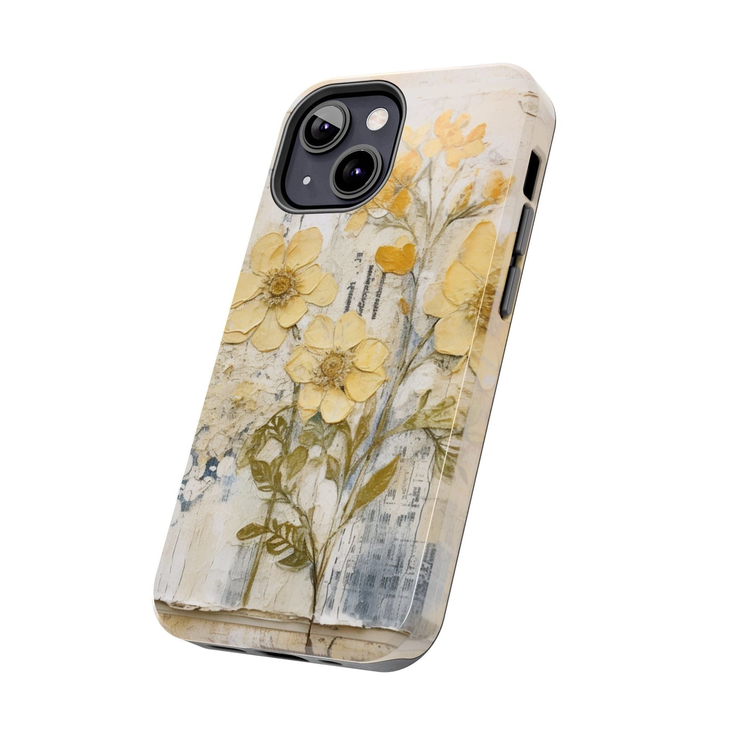 Vintage Yellow Floral Collage - iPhone Series Case, Protective & Stylish - BOGO Cases