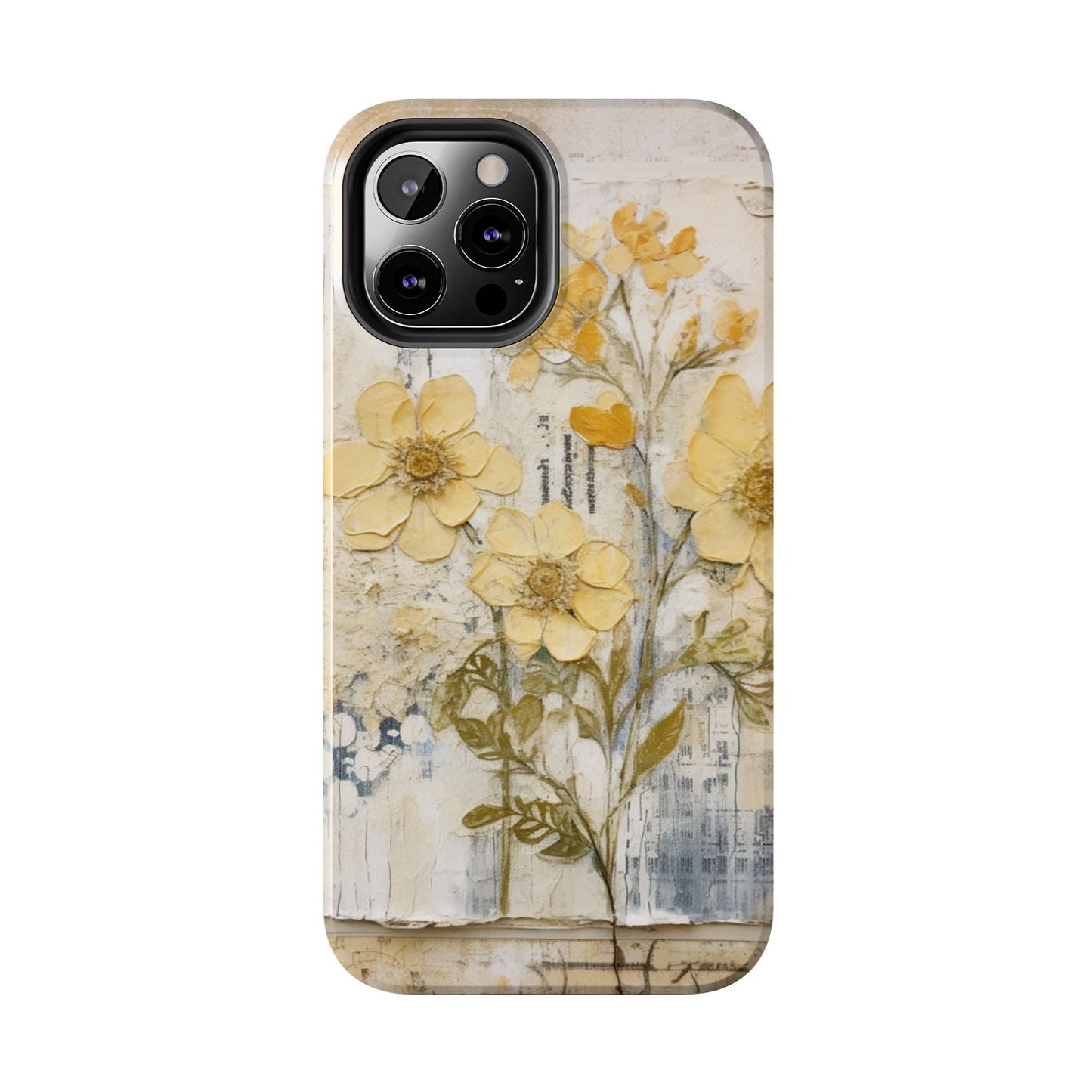 Vintage Yellow Floral Collage - iPhone Series Case, Protective & Stylish - BOGO Cases