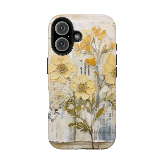 Vintage Yellow Floral Collage - iPhone Series Case, Protective & Stylish - BOGO Cases