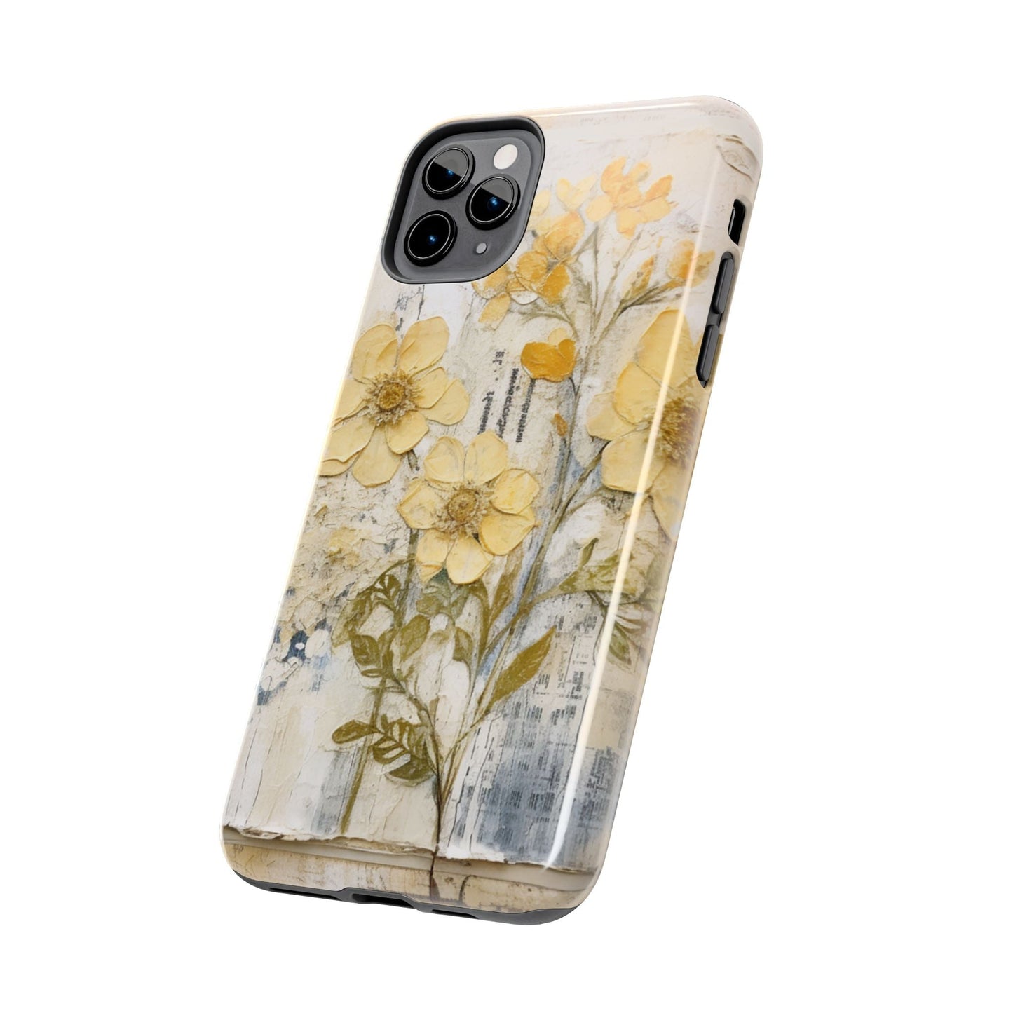 Vintage Yellow Floral Collage - iPhone Series Case, Protective & Stylish - BOGO Cases